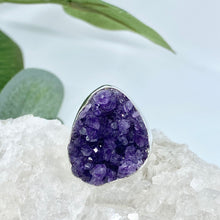 Load image into Gallery viewer, Dreamer Sterling Silver Amethyst Druzy Ring / Adjustable