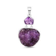 Load image into Gallery viewer, Dreamer Sterling Silver Faceted Amethyst / Amethyst Crystal Druzy Pendant