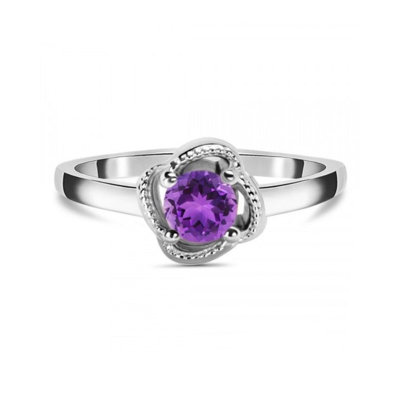Sage Sterling Silver Faceted Amethyst Ring