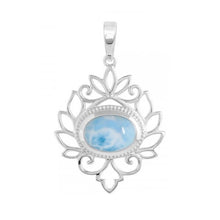 Load image into Gallery viewer, Lotus Sterling Silver Larimar Pendant