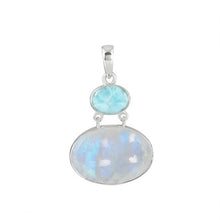 Load image into Gallery viewer, Ayla Sterling Silver Moonstone / Larimar Pendant
