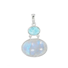 Load image into Gallery viewer, Ayla Sterling Silver Moonstone / Larimar Pendant