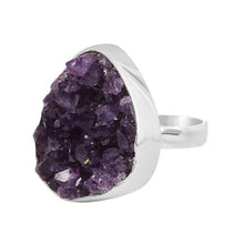 Load image into Gallery viewer, Dreamer Sterling Silver Amethyst Druzy Ring / Adjustable
