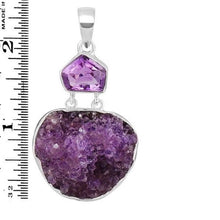 Load image into Gallery viewer, Dreamer Sterling Silver Faceted Amethyst  / Amethyst Crystal Druzy Pendant
