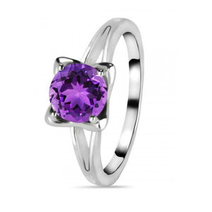 Arabella Sterling Silver Faceted Amethyst Ring