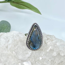 Load image into Gallery viewer, Allegra Sterling Silver Bohemian Teardrop Labradorite Ring