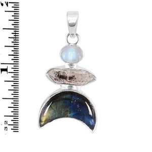 Lunabella Sterling Silver Labradorite / Moonstone / Herkimer Diamond Pendant