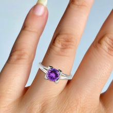 Load image into Gallery viewer, Arabella Sterling Silver Faceted Amethyst Ring