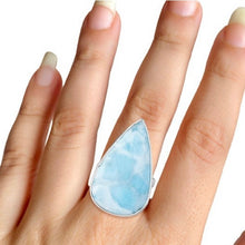 Load image into Gallery viewer, Clementine Sterling Silver Larimar Ring / Adjustable
