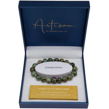 Load image into Gallery viewer, African Turquoise Leaf Charm / Natural Stone Bracelet