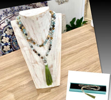 Load image into Gallery viewer, Amazonite / 108 Mala Bead Tassel Necklace