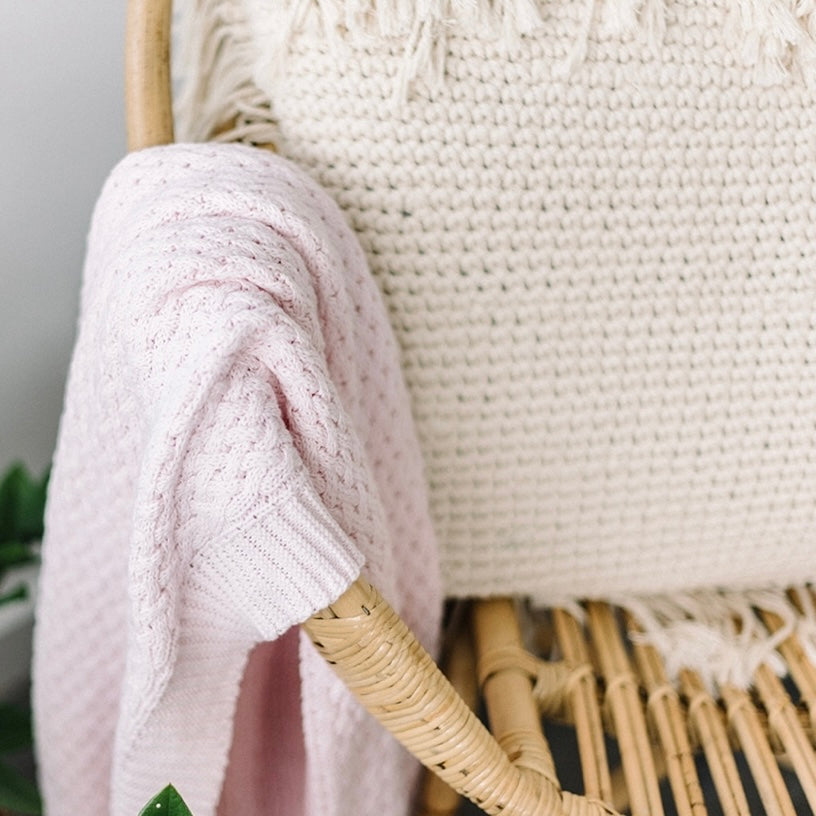 Blush Pink / Diamond Knit Baby Blanket