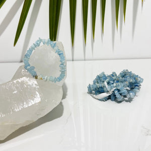 Crystal Chip Bracelet / Aquamarine