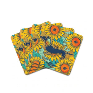 Coaster Set / Sunflower Dachshund