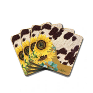 Coaster Set / Sunflower Cowhide