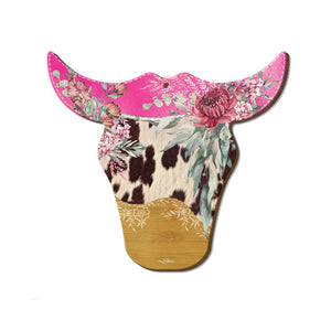 Serving Platter / Wall Art / Cow Head / Pretty in Pink