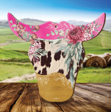 Load image into Gallery viewer, Serving Platter / Wall Art / Cow Head / Pretty in Pink
