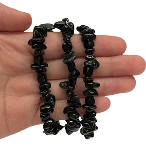 Crystal Chip Bracelet / Black Obsidian