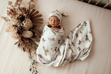 Load image into Gallery viewer, Fox / Baby Jersey Wrap & Beanie Set