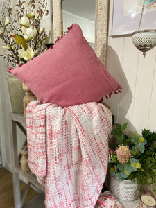 Hand Woven Throw / Dusty Rose