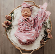 Load image into Gallery viewer, Daisy / Baby Jersey Wrap & Topknot Set