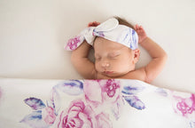 Load image into Gallery viewer, Lilac Skies / Baby Jersey Wrap & Topknot Set