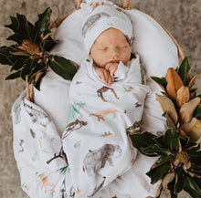 Load image into Gallery viewer, Safari / Baby Jersey Wrap & Beanie Set