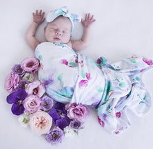Load image into Gallery viewer, Sweet Petal / Baby Jersey Wrap & Topknot Set