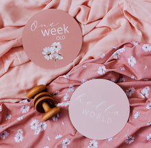 Load image into Gallery viewer, Daisy & Musk Pink Reversible Milestone Cards