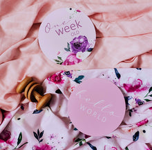 Load image into Gallery viewer, Floral Kiss & Blossom Pink Reversible Milestone Cards