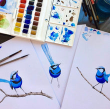 Load image into Gallery viewer, Single Blue Wren Mini's Handkerchief / Navy