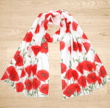 Load image into Gallery viewer, Red Poppy Flower Scarf