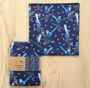 Single Blue Wren Mini's Handkerchief / Navy