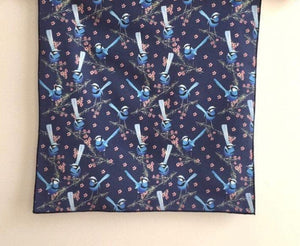 Single Blue Wren Mini's Handkerchief / Navy
