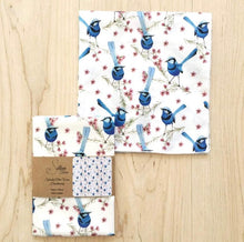 Load image into Gallery viewer, Single Blue Wren Mini&#39;s Handkerchief / White
