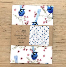 Load image into Gallery viewer, Single Blue Wren Mini's Handkerchief / White