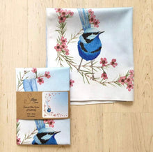 Load image into Gallery viewer, Single Blue Wren Handkerchief / Corner Bird
