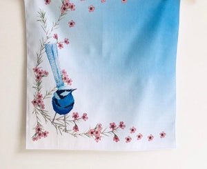 Single Blue Wren Handkerchief / Corner Bird