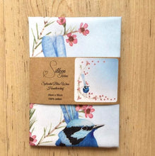 Load image into Gallery viewer, Single Blue Wren Handkerchief / Corner Bird