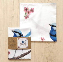 Load image into Gallery viewer, Single Blue Wren Handkerchief / Large Bird
