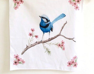 Single Blue Wren Handkerchief / Large Bird