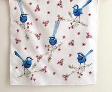Load image into Gallery viewer, Single Blue Wren Handkerchief / 5 Birds
