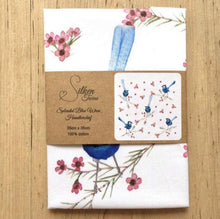 Load image into Gallery viewer, Single Blue Wren Handkerchief / 5 Birds