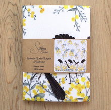 Load image into Gallery viewer, Single Willie Wagtail and Wattle Handkerchief / 5 Birds