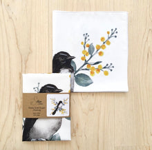 Load image into Gallery viewer, Single Willie Wagtail and Wattle Handkerchief