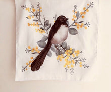 Load image into Gallery viewer, Single Willie Wagtail and Wattle Handkerchief