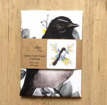 Load image into Gallery viewer, Single Willie Wagtail and Wattle Handkerchief
