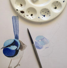 Load image into Gallery viewer, Single Superb Wren and Bluebell Handkerchief