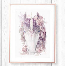 Load image into Gallery viewer, Floral Unicorn - Dusty Pink Print
