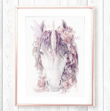 Load image into Gallery viewer, Floral Unicorn - Dusty Pink Print